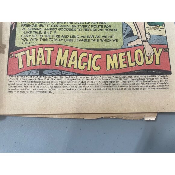 Archie Giant Series Josie and The Pussycats #63 Aug 1972 Comic Bagged Boarded - Picture 4 of 6